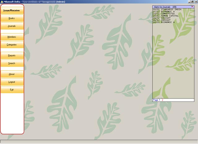 Delta Software Interface (Displayed just after succesful sign-in)