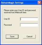 DomainMagic settings configuration panel. Set your authentication details here.